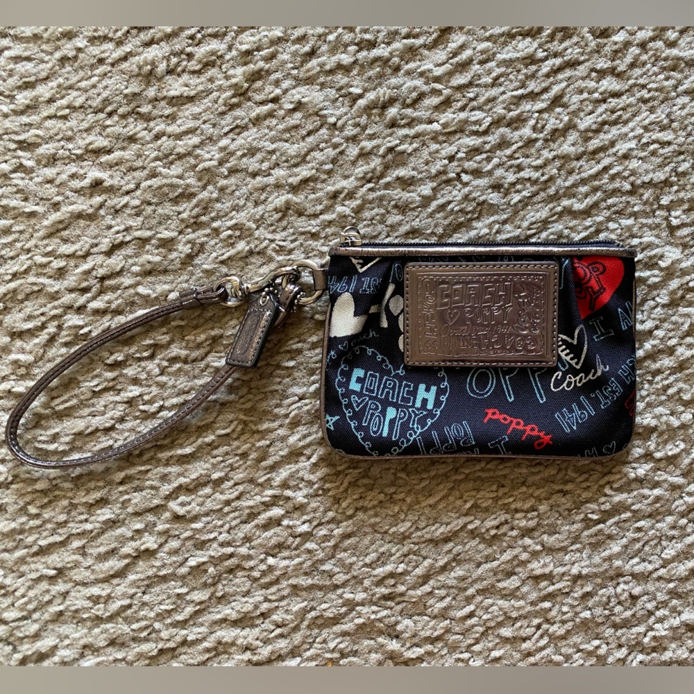 Coach Poppy Graphic Letter Printed Wristlet - “Celia”